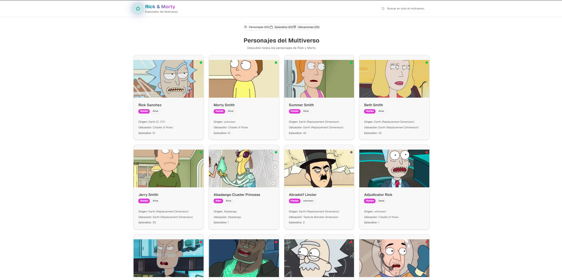 Rick and morty explorer